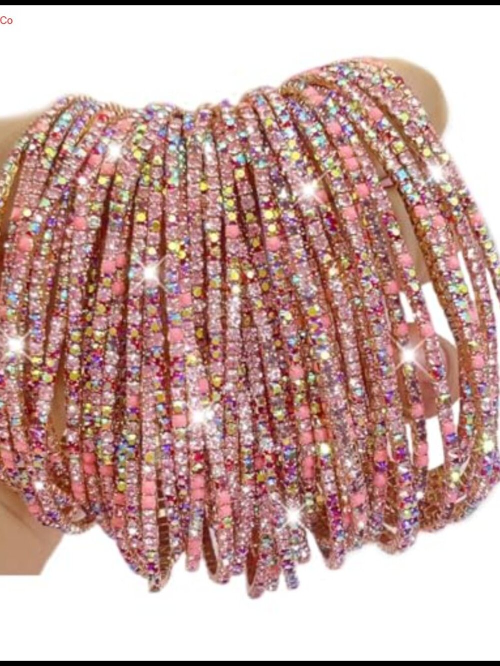 10 Piece Rhinestone Tennis Bracelet Set Adjustable Stackable Stretch 2mm Round